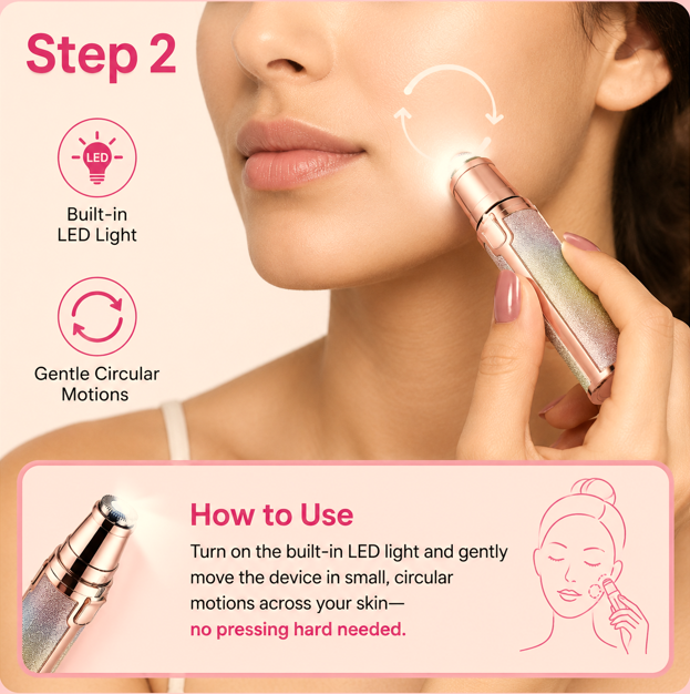 2-in-1 Rechargeable Facial Hair Remover & Eyebrow Trimmer with LED