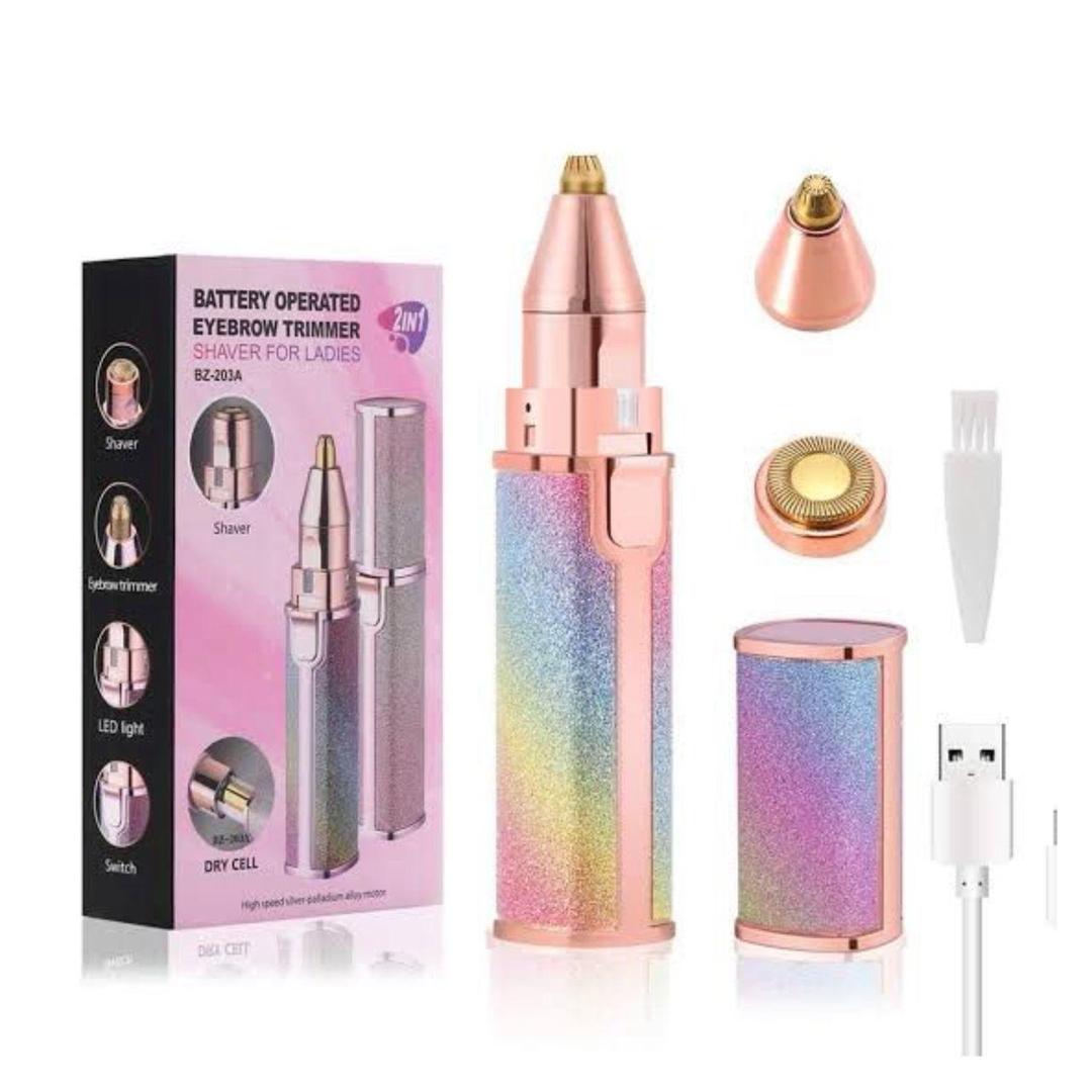 2-in-1 Rechargeable Facial Hair Remover & Eyebrow Trimmer with LED